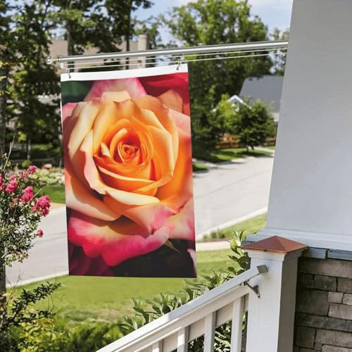 Lot de 6 drapeaux de jardin double face de 0,9 m - Résistants à la décoloration - Motif rose thé hybride - Pour terrasse, pelouse, décoration de maison