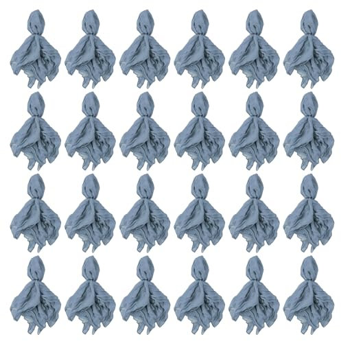 Set mit 24 Stoffservietten im Boho-Chic-Stil, Polyester, 50 x 50 cm, balinesischer Gaze-Stoff, weiches und zerknittertes Design für elegantes Essen, Partys und Heimdekoration