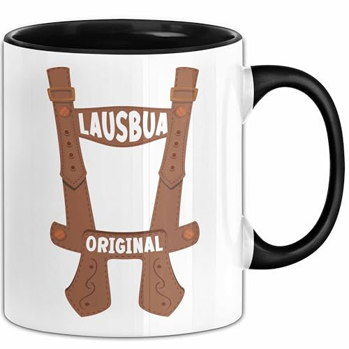 Lausbua Tasse Geschenk Oktober München Geschenkidee Original Becher (Schwarz)