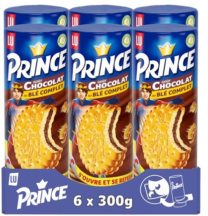 LU - Prince - Biscuits Au Blé Complet Fourrés Goût Chocolat - Idéal Goûter, Petit Déjeuner, Snack - Lot de 6 Paquets de 300 g