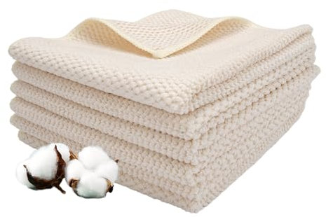 Rairsky 6 Piezas Paños de Cocina Algodon,30 x 30 cm Toallas de Cocina,Suaves y Duraderos Paño Cocina,Extraabsorbentes Trapos de Cocina,Secado Rápido,para Secar los Platos, Restaurante, Hogar (Beige)