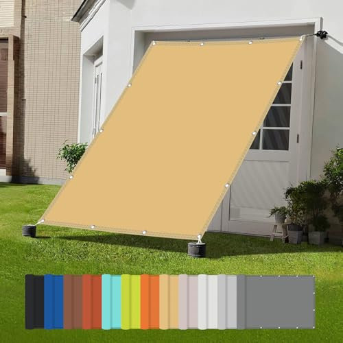 Balkonschirm, Seitenmarkise ohne Bohren, für Gewächshaus Pflanzen Terrasse HüHnerstall Schwimmbäder, Wind- und 95% UV-Schutz, Viele Größe und Farben, Sandiges Gelb, 1.8x3m