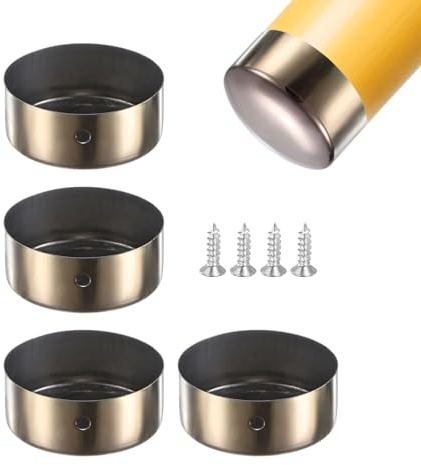 M METERXITY 4-Pack Handrail End Caps, 1.97 Inch/50mm ID, Rose Gold | Stainless Steel, Round Handrail End Caps, for Furniture, Stair, Guardrail Tube End Cover