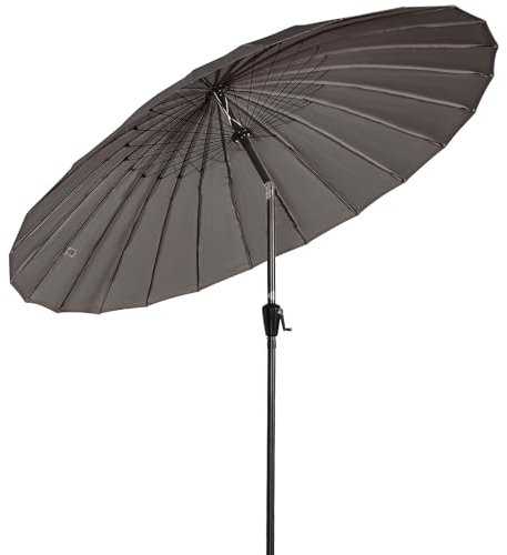 Angel Living Shanghai 250cm Sonneschirm Gartenschirm mit Kurbel,UV-Schutz, Terrassenschirm belüftet, Marktschirm für Terrasse, Garten, Balkon Grau