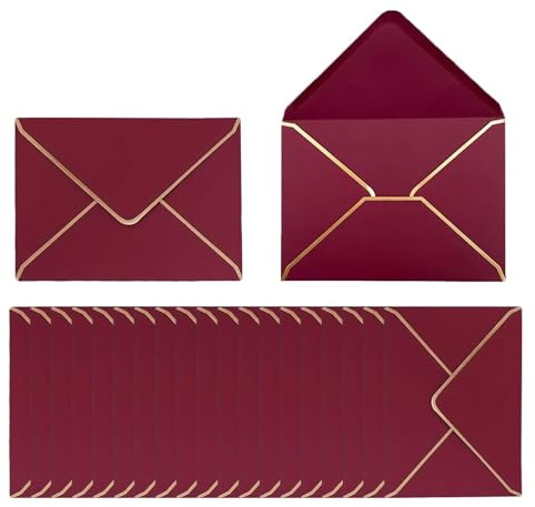 50 stycken kuvert 13,5 x 18,5 cm, lyxiga kuvert, papperskuvert, inbjudningskub, brevkuvert, lämplig för bröllop, födelsedagar, fester, examensfester (röd)