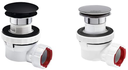 Wirquin lot de 2 ensemble bonde et siphon Nano 6.7 ultra compact : 1 kit chromé + 1 kit noir