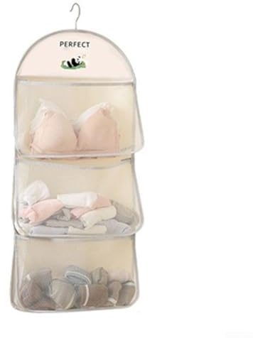 ZWEquipint Sac de rangement à suspendre multicouche pour chaussettes, penderie pour sous-vêtements, accessoires, armoire, avec sangles réglables (trois étages)