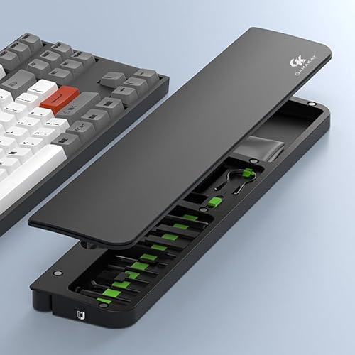 GK GAMAKAY 42,7cm Tastatur-Handgelenkauflage mit Reinigungswerkzeug-Set | Handballenauflage aus ABS & Leder für 100 % mechanische Tastatur, rutschfeste Handfläche für komfortables Tippen (Black-100%)