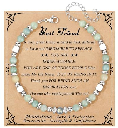 Rainway Pulseras de perlas para mujer, pulseras amazonitas con perlas de acero inoxidable, piedra natural, pulsera de la amistad, joyas inspiradoras regalo para cumpleaños y Navidad