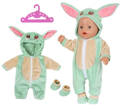 Puppenkleidung Kompatibel mit 36-43cm New Born Baby Puppen, 43cm Baby Kleidung Outfit mit Kleiderbügel und Socken, Große Neue Puppe Outfit zubehör für 14-18 Zoll Babypuppen für Jungen und Mädchen
