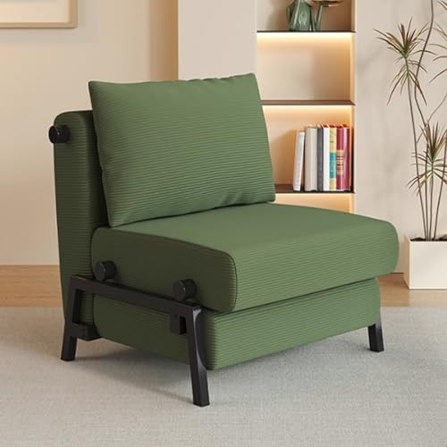 Verstellbares, grünes Chaiselongue-Schlafsofa mit 5 Positionen Rückenlehne und Kissen, Cordstoff für Wohnzimmer, Schlafzimmer, Büro, 1/2 Platz (187 x 85 x 26 cm)