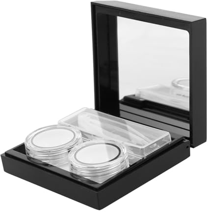 FRCOLOR Estuche para Lentes de Contacto Negro Mate, Compacto y Portátil, con Compartimentos Dobles Herméticos para Hidratación y Protección, Adecuado para Viaje y Uso Diario en Cuidado