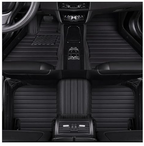 Autoteppich Streifen Stil Auto Fußmatten Für VW Für Passat B9 2020 2021 2022 2023 Zubehör Künstliche Leder Anti Slip Matte Automatten Satz(Schwarz)