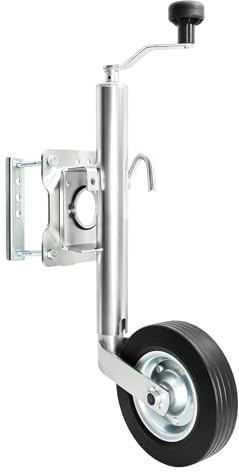 Rueda de soporte para remolque 580KG, Rueda estabilizadora automática con rueda de 200x50mm, diámetro de tubo de 48mm, altura regulable 260mm, Juego de montaje incluido para remolques de coche
