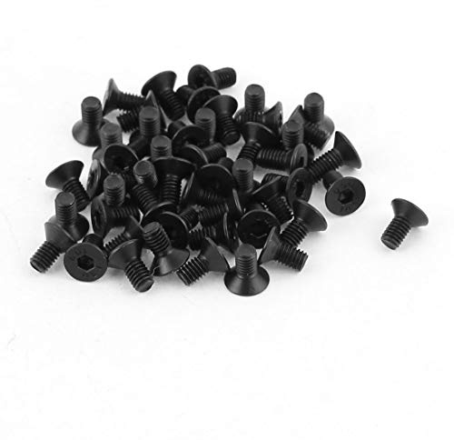 uxcell 50Pcs Black M3 X 6mm Alloy Steel Hex Socket Flat Head Countersunk Screws Bolts
