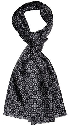 Lorenzo Cana Modischer Herren Schal aus 100% Seide in harmonischen grau Farben bedruckt doppellagig Seidenschal Seidentuch Tuch Dandystyle 30 cm x 160 cm - 8920711