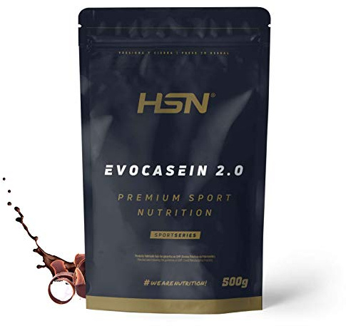 HSN Caseína Micelar Evocasein 2.0 | Chocolate 500g | Batido de Proteína Secuencial Ideal para Antes de Dormir | Con Enzimas Digezyme® | No Incluye Dosificador | No-GMO, Vegetariana, Sin Gluten