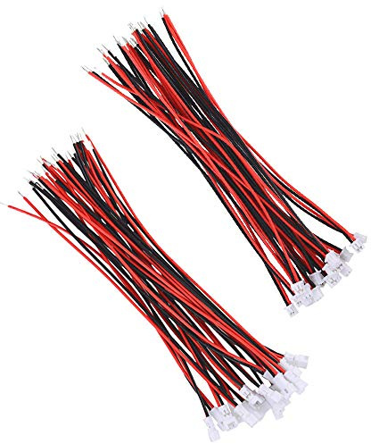 GTIWUNG 20 Pares Mini Micro JST XH 2.0 2 pines macho Conector Plug, JST Enchufe de Conector Hembra y Macho Con 80mm Wire