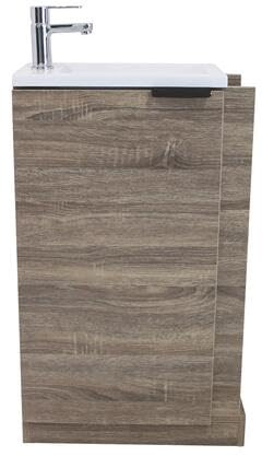 ONDÉE Meuble Lave-Mains à Poser Collection Woody 5cm mélaminé Bois | Plan résine, 1 Porte, Fermeture Progressive, Installation réversible, 4 étagère latérales, Livré en kit