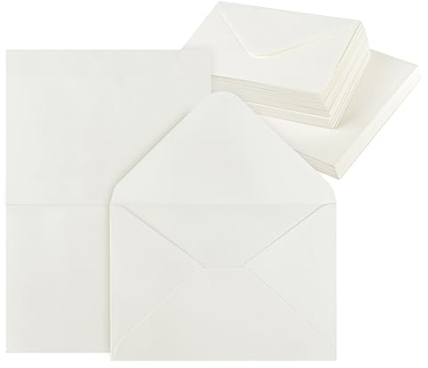 Mocraft 60 Klappkarten blanko mit Umschlag Nassklebung Kraftpapier Karten zum Selbstgestalten mit Kuvert für Hochzeit Geschenk Grußkarten Einladung