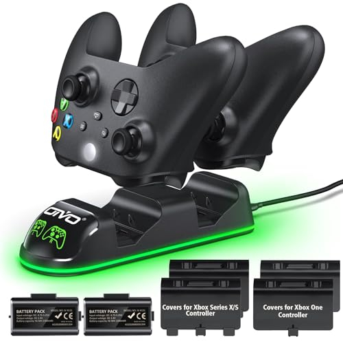 OIVO Cargador Mando Xbox con 2x4320mWh Bateria Mando Xbox para Xbox One/Series X/S, Bateria Mando Xbox X para Mando X Box Series X/S/One, Negro