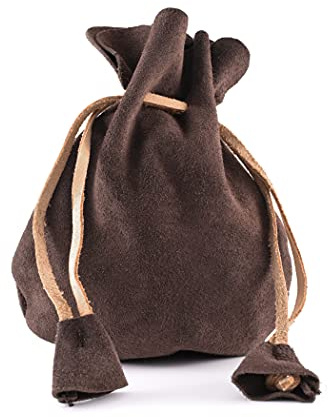 Battle-Merchant Bolso de cuero medieval de gamuza, marrón oscuro, S, Monedero
