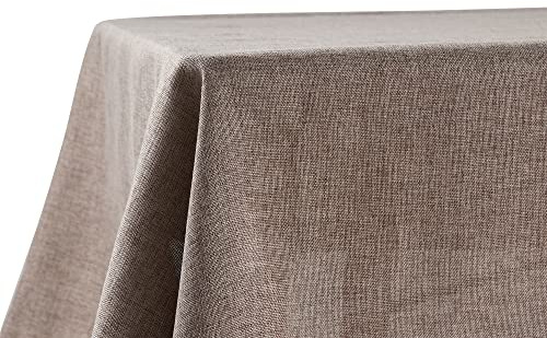 Decomira Bordsduk Vattenavvisande Linnelook - Fläckskydd, Tvättbar - Trädgårdsduk Utomhus, Dukmatbord - Brun Taupe - 130x180 cm