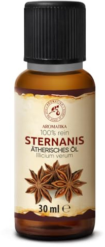 Ätherisches Sternanisöl 30 ml - Reines Anisöl für Diffuser & Duftlampen | Reines ätherisches Öl; würzig-süßer Duft; für Aromatherapie, Duftkerzen, Seifen und Lufterfrischer; mit angenehmem Duft