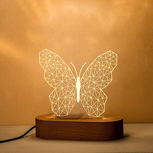Transparent Gift Lámpara Personalizada con Nombre Mariposa. Luz LED Nocturna para Mesita de Noche. Decoración e Iluminación. Regalos Originales para Cumpleaños. Regalos Personalizados Adultos y Niños