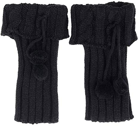 Winterwärmer Strümpfe Einfarbig Beinstulpen Beinwärmer Gestrickte Legwarmers Häkeln Stulpen Kurze Strick Stulpen Beinstulpen Beinwärmer Kniestrümpfe Stiefel Boot Abdeckung (Schwarz, onesize)