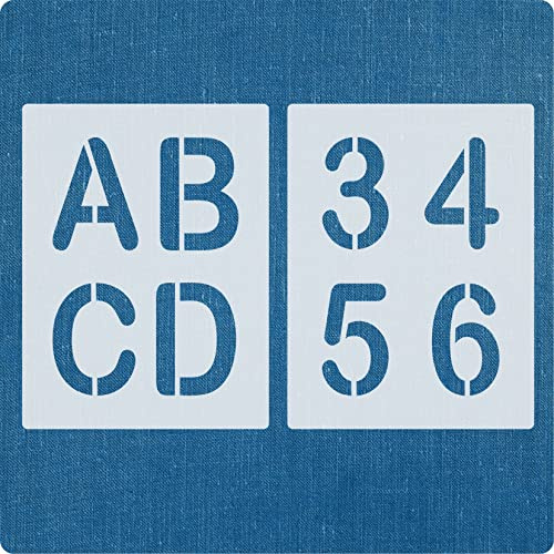 Schablonen Buchstaben groß und Zahlen-Set Nr.02 / 10cm Hoch, auf 9 separaten Folien.