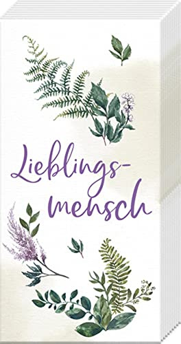 IHR Ideal Home Range - Taschentücher LIEBLINGSMENSCH Creme 1 Päckchen mit 10 einzelnen 4-lagigen Taschentüchern 21 cm x 21 cm / 8 inch x 8 inch