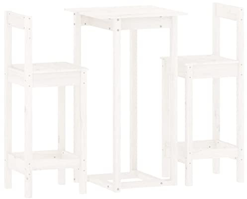 vidaXL 3-TLG. Bar-Set Weiß Massivholz Kiefer