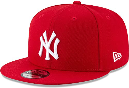 New Era Unisex-Adult MLB 9Fifty Team Color Primary Logo Adjustable Snapback Hat Cap One Size Fits All - New York Yankees Red