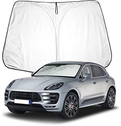 BIXUAN Macan Sonnenschutz kompatibel mit Porsche Macan 2015-2022 2023 2024 2025 Windschutzscheibe für das Auto Frontscheibenabdeckung Windschutz für Frontscheibe Blockiert UV Abdeckung Faltbar