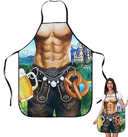Motiv Schürze Grillparty Karneval Latzschürze Grillschürze Schürze mit Motiv Küchenschürze Mann, Münchner Oktoberfest Kochschürze Herren – Lustige Grillschürze & Dirndlschürze für Oktoberfest