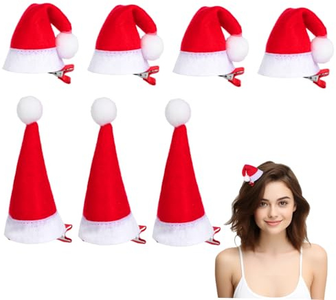 FRCOLOR 12 Stück Mini-weihnachtsmützen-haarspangen Für Mädchen Haarnadel Plüsch-haarnadel-clips Aus Legierung Für Weihnachtsdekorationen