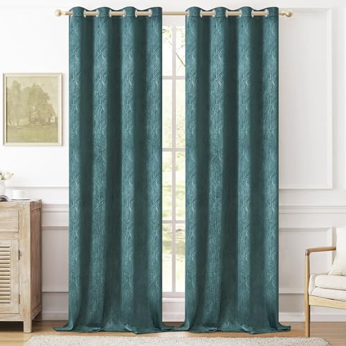 WOLTU Samtvorhang Gardinen mit Ösen Vorhang Blickdicht 135x245 cm, 2er Set Verdunklungsvorhänge Samt Thermovorhang Kälteschutz Winter, Velvet Samt Curtains für Deko Schlafzimmer Wohnzimmer, Dunkelgrün