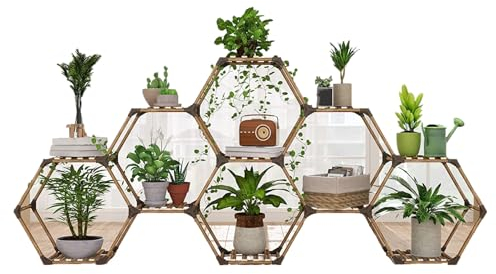 JATIBOSH 7-Tier, 9-Tier, 11-Tier Hölzern Blumenregal Pflanzenregal, Mehrstöckig Blumenständer Pflanzenständer Blumenbank Blumentreppe Pflanzentreppe Standregal für Innen Garten Balkon Deko
