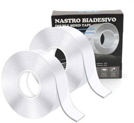S.I.C. Nano Doppelseitiges Klebeband, extra stark,waschbar, transparent, dünn, Nano-Tape, multifunktional, für Wand, Haus, Büro (5m*3cm*2 mm)*2