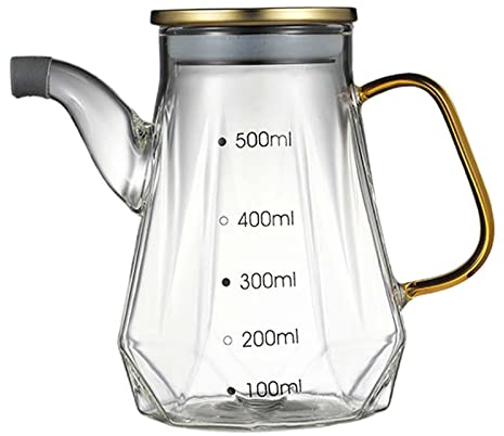 Grande bouteille d'huile de cuisson en verre avec poignée et couvercle 500 ml