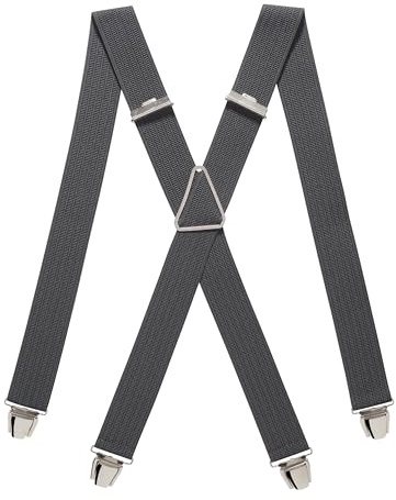 PIERROT Breda hängslen för män tillverkade i Frankrike - ultrastark elastisk och 4 extra starka X-klämmor - justerbar storlek upp till 130 cm - livstidsgaranti - hantverk, Brun fönsterlucka, One size
