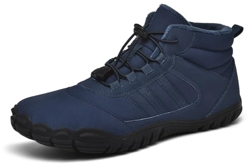 AONEGOLD Barfotaskor, vinter, kvinnor, män, spårskor, varma, fodrade vinterskor, utomhus, halkfria, vattentäta, barfotaskor, Blå 8188, 43 EU