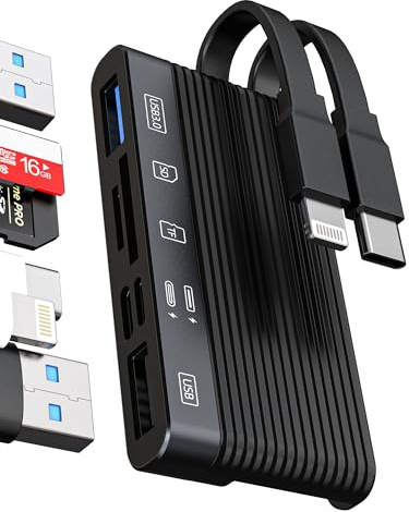 Adapter Kartenleser USB C Lightning Card (6in1) für Apple iPhone 15 für iPad MacBook Pro kompatibel für Samsung SD MicroSD USB 3.0 2.0 TF OTG Zubehör Computer Kamera Speicher Adapter