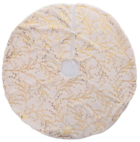 Abdeckung für Weihnachtsbaumständer, Polyester, weiss/goldfarben, 90 cm Durchmesser