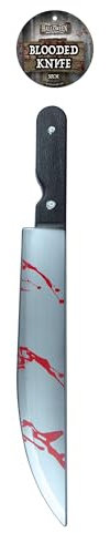 Henbrandt Single Large Bloodied 50cm Halloween Bloody Knife Prop Weapon Fake Knife with Blood Splatter - Trick or Treat Halloween Fancy Dress Costume Accessory