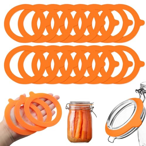 TXXATX 15 Piezas Junta de Silicona de Repuesto Naranja 69x95mm Anillos de Goma para Conservas Sellos de Silicona Reutilizable para Tarros de Conservas Tarros de Boca Ancha Tapas