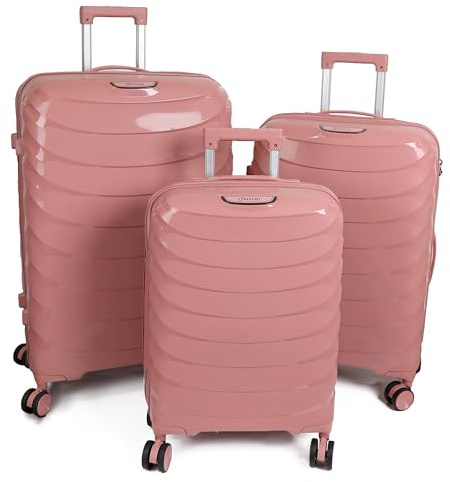 DIVCHI Gepäcksets 3-teilig Hartschale Erweiterbare Koffer Leichter Reise-Trolley Koffer mit Spinnrollen TSA-Schloss Teleskopgriff, Rose, Standard, Gepäck-Set