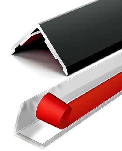 Raouoae Fliesen-Eckprofil Aluminium 3 Stück 80/100/120/140/150 cm Metall-Winkelkantenprofil Für Arbeitsplatten Wandpaneele Türrahmen Schutzkanten Für Fliesen Und Renovierungen(Black,L:59.1 W:0.8in)