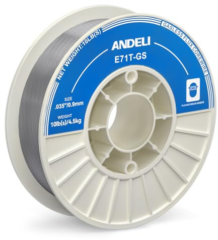 ANDELI Gasless Flux Core Welding Wire, E71TGS .035 Diameter 10Lbs Low Splatter Mig Welding Wire (Flux-Cored Wire, 10 LB, .035'')